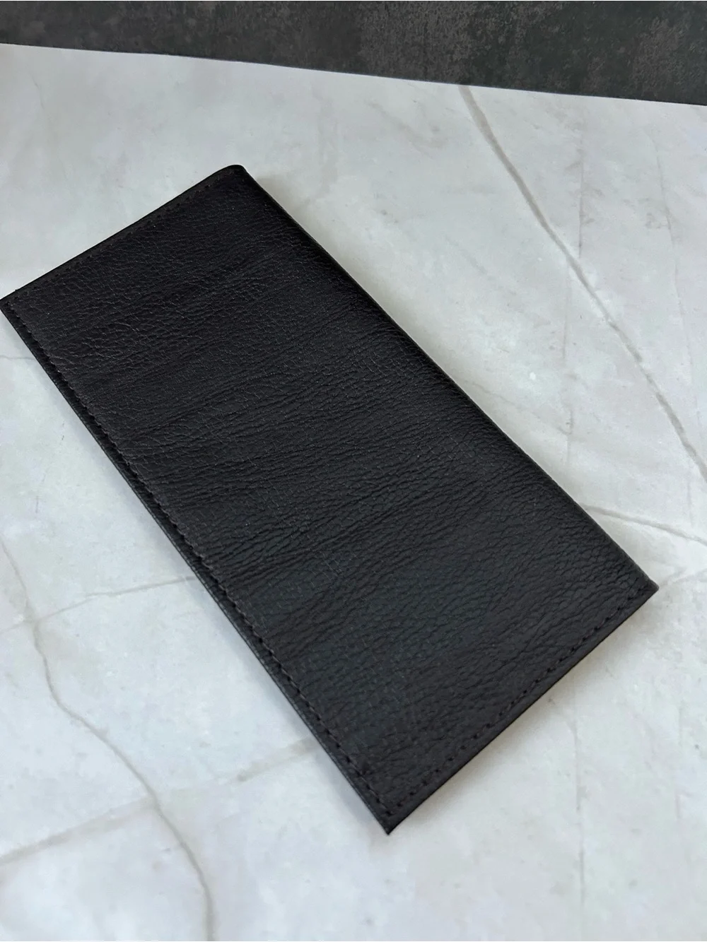 Classic Black Leather Men's Checkbook Cover